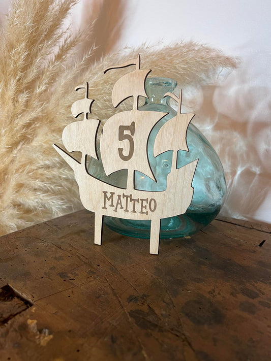 Cake topper bateau de pirate