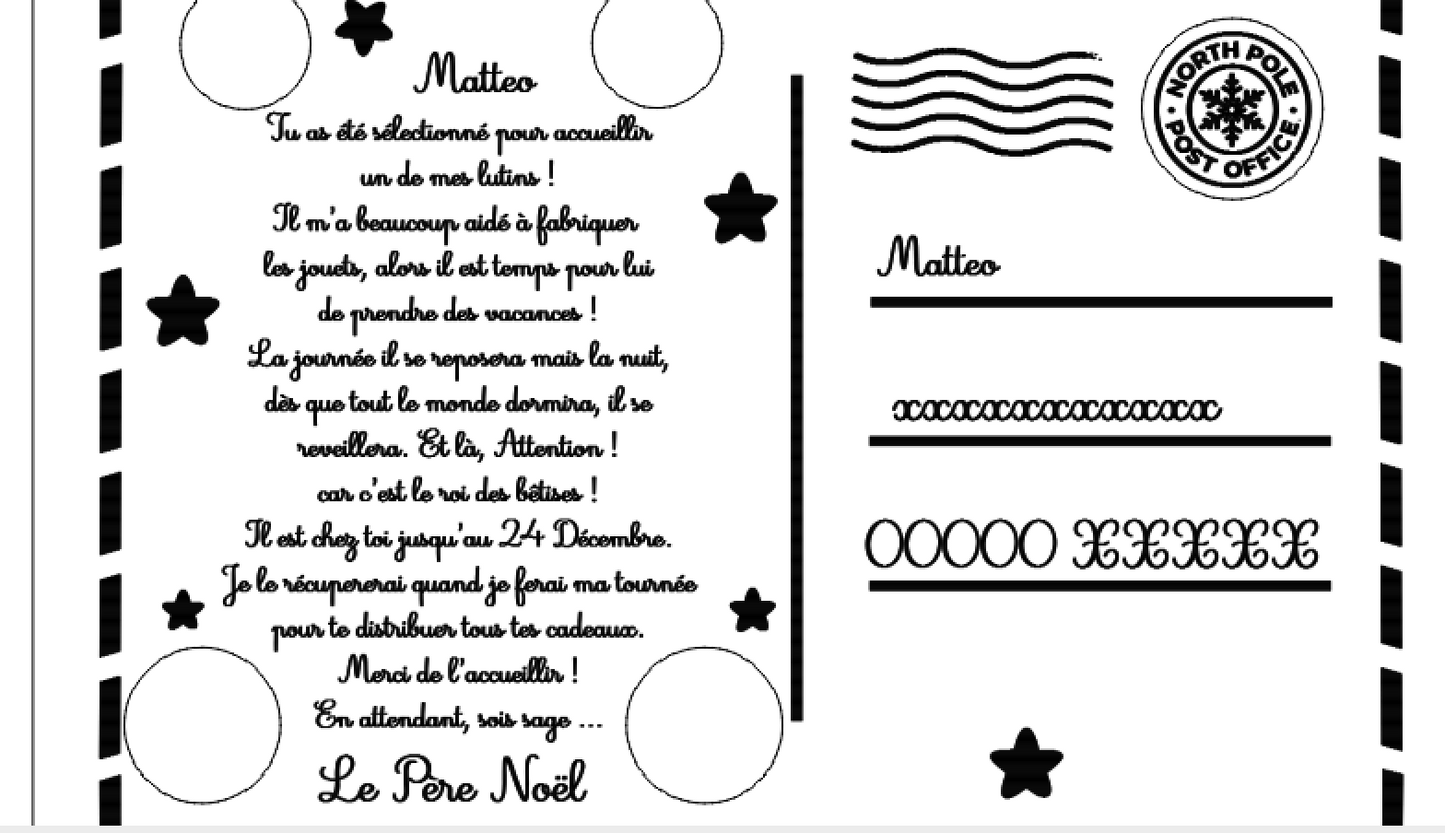 Carte Postale Lutin farceur (1ère année)